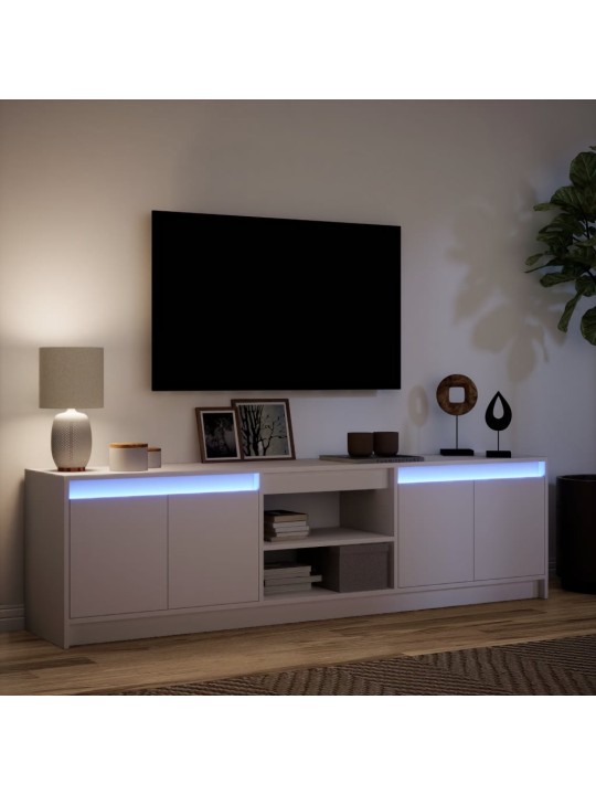 TV skříňka s LED bílá 180 x 34 x 50 cm kompozitní dřevo