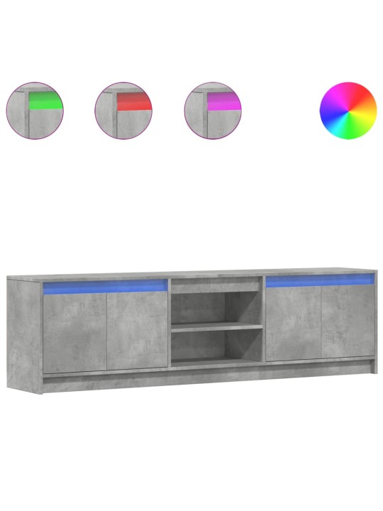 TV skříňka s LED betonově šedá 180x34x50 cm kompozitní dřevo