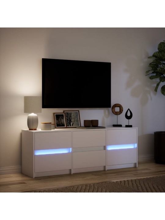 TV skříňka s LED bílá 140 x 34 x 50 cm kompozitní dřevo