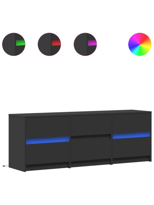 TV skříňka s LED černá 140 x 34 x 50 cm kompozitní dřevo