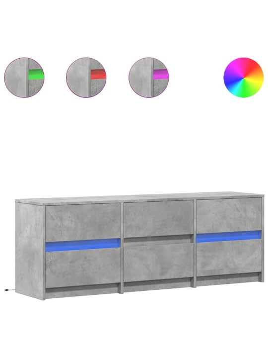 TV skříňka s LED betonově šedá 140x34x50 cm kompozitní dřevo