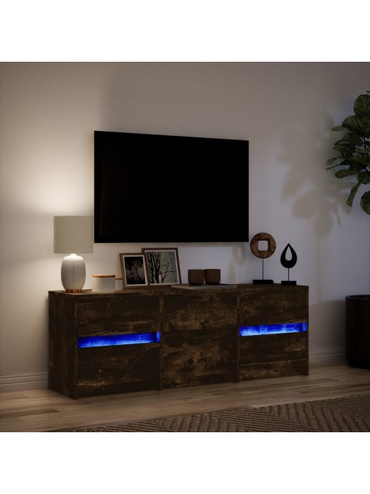 Tv skříňka s led kouřový dub 140 x 34 x 50 cm kompozitní dřevo