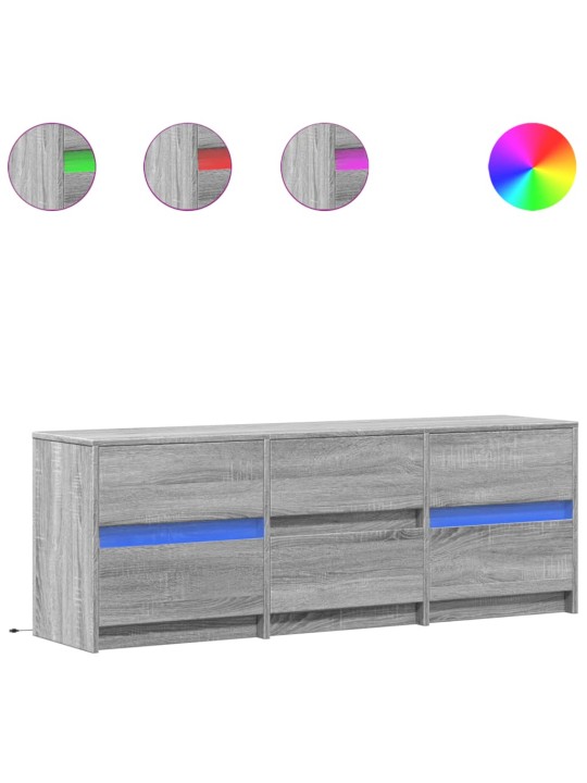 Tv skříňka s led šedá sonoma 140 x 34 x 50 cm kompozitní dřevo