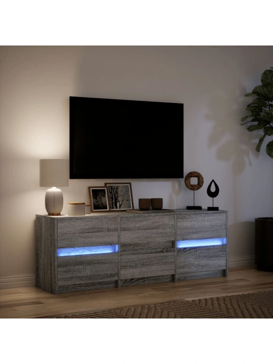 Tv skříňka s led šedá sonoma 140 x 34 x 50 cm kompozitní dřevo