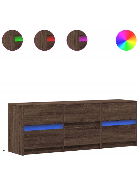 Tv skříňka s led hnědý dub 140 x 34 x 50 cm kompozitní dřevo