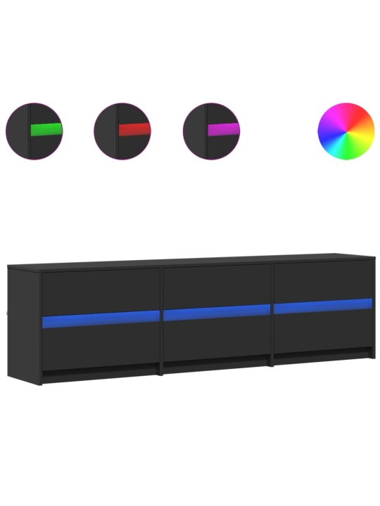 TV skříňka s LED černá 180 x 34 x 50 cm kompozitní dřevo