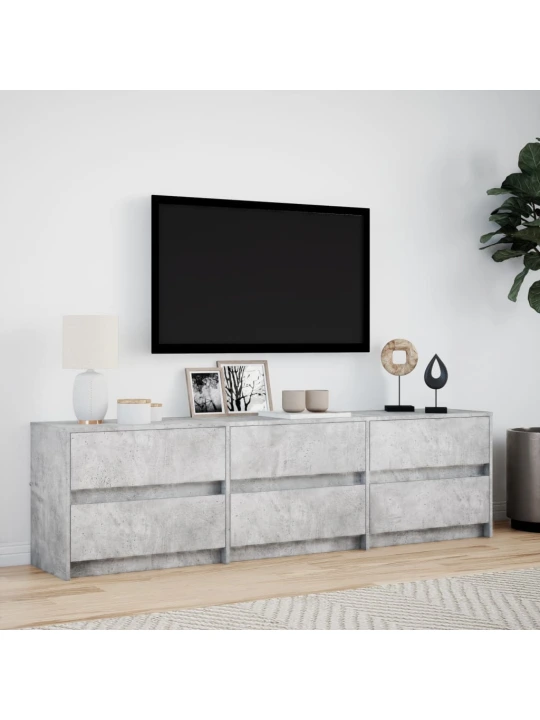 TV skříňka s LED betonově šedá 180x34x50 cm kompozitní dřevo