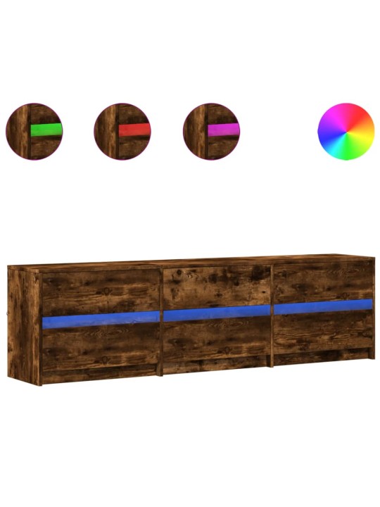 Tv skříňka s led kouřový dub 180 x 34 x 50 cm kompozitní dřevo