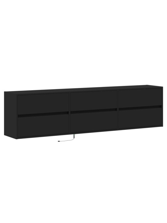 Nástěnná TV skříňka s LED černá 180 x 31 x 45 cm