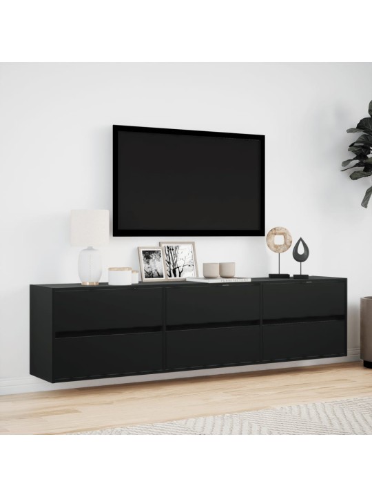 Nástěnná TV skříňka s LED černá 180 x 31 x 45 cm