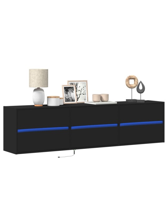 Nástěnná TV skříňka s LED černá 180 x 31 x 45 cm