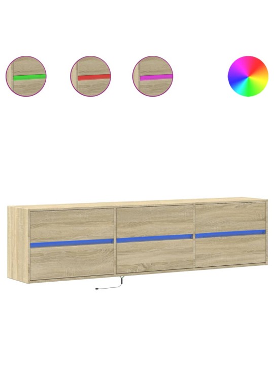 Nástěnná TV skříňka s LED dub sonoma 180 x 31 x 45 cm