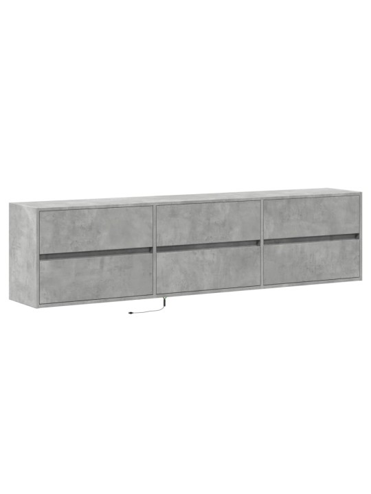 Nástěnná TV skříňka s LED betonově šedá 180 x 31 x 45 cm