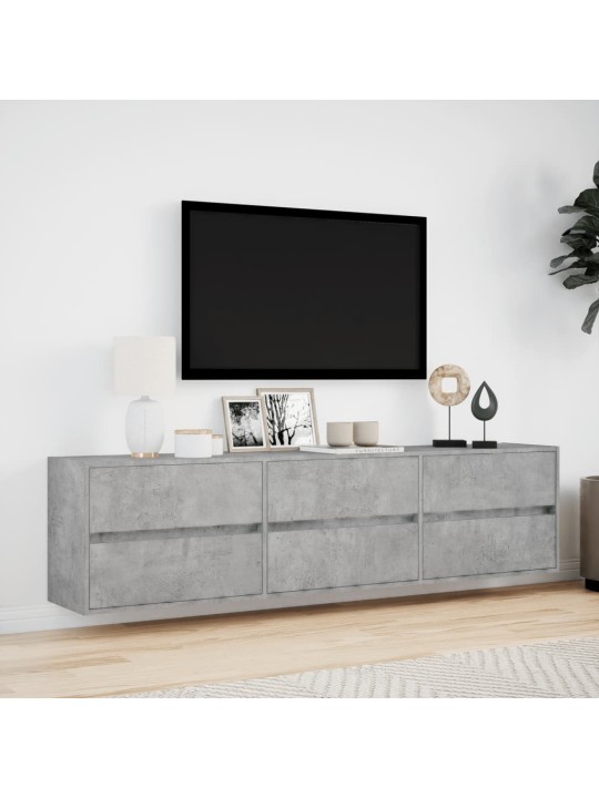 Nástěnná TV skříňka s LED betonově šedá 180 x 31 x 45 cm