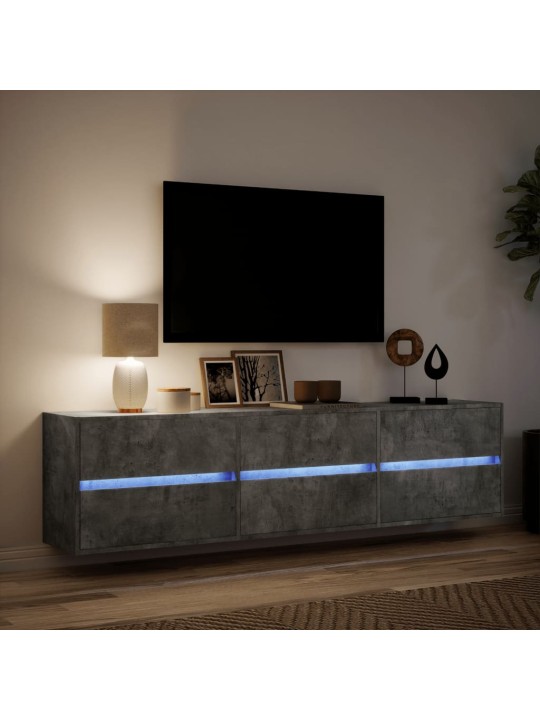 Nástěnná TV skříňka s LED betonově šedá 180 x 31 x 45 cm
