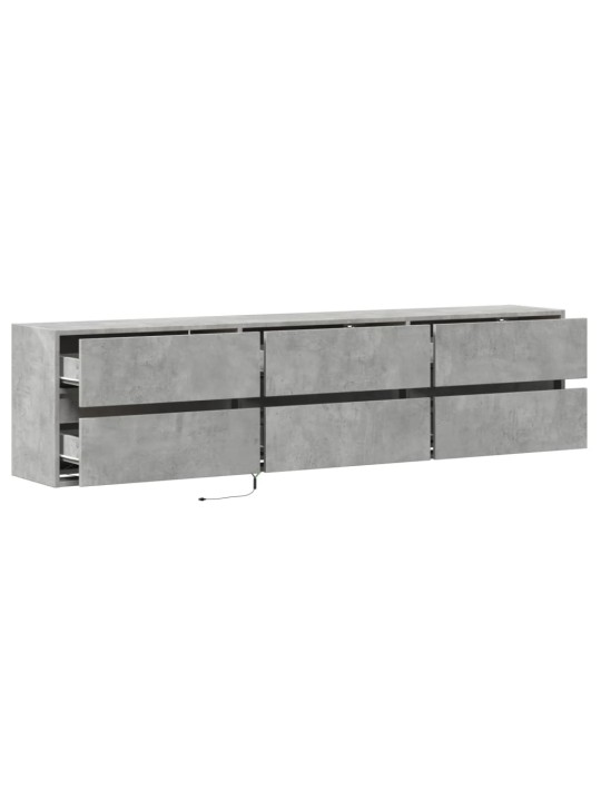 Nástěnná TV skříňka s LED betonově šedá 180 x 31 x 45 cm