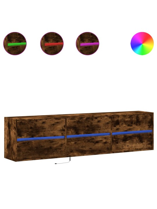 Nástěnná tv skříňka s led kouřový dub 180 x 31 x 45 cm