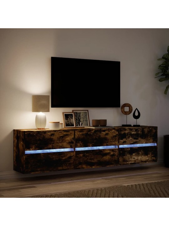 Nástěnná tv skříňka s led kouřový dub 180 x 31 x 45 cm