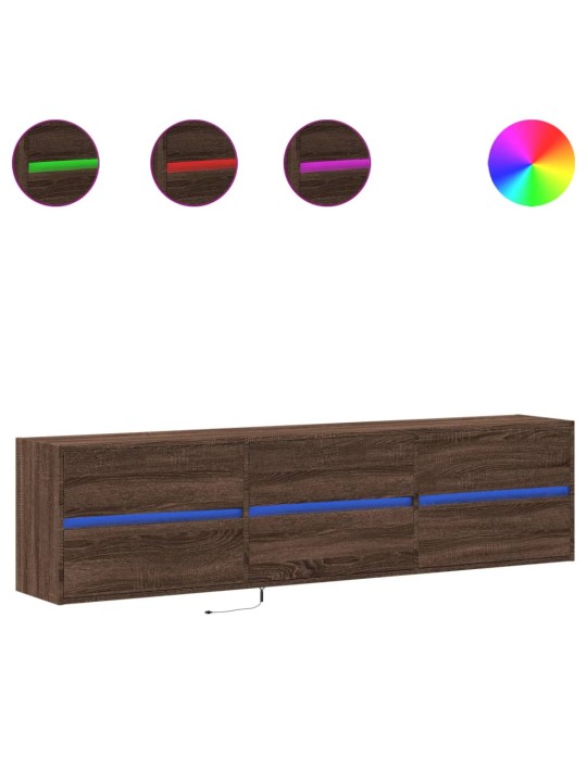 Nástěnná tv skříňka s led hnědý dub 180 x 31 x 45 cm