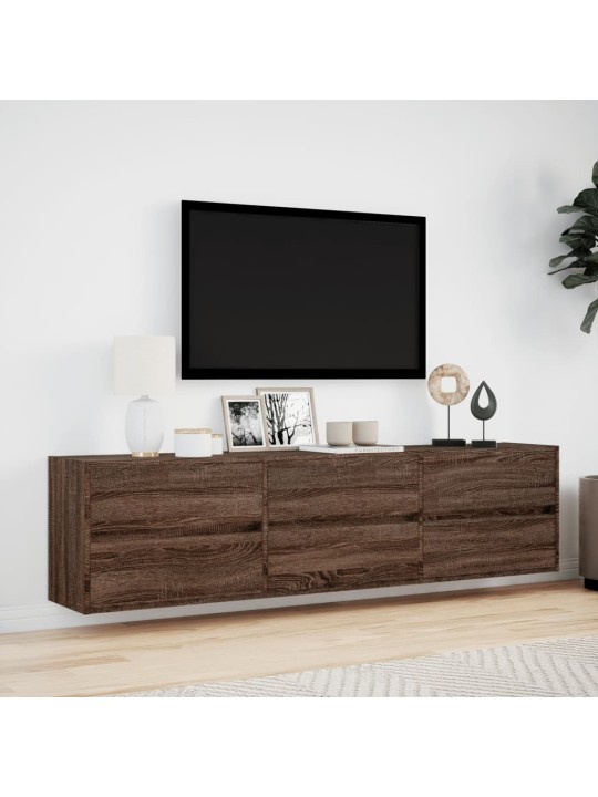 Nástěnná tv skříňka s led hnědý dub 180 x 31 x 45 cm