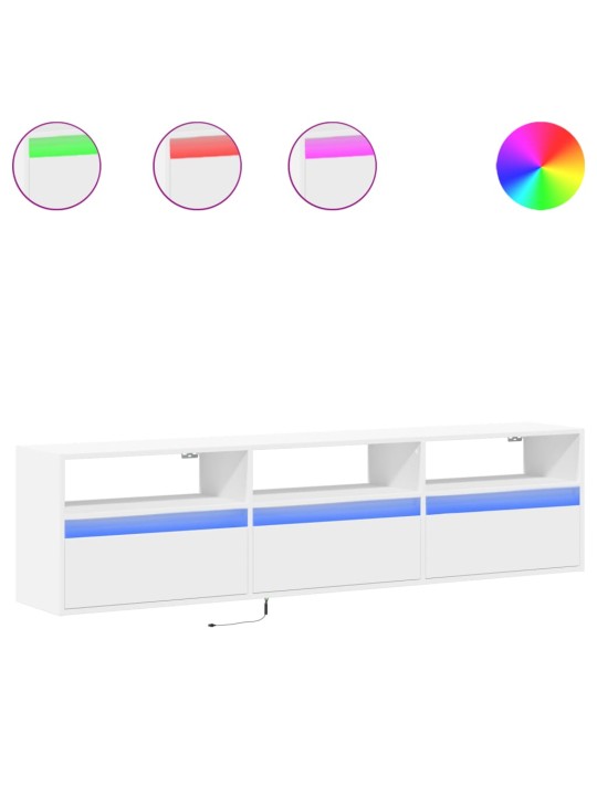 Nástěnná TV skříňka s LED bílá 180 x 31 x 45 cm
