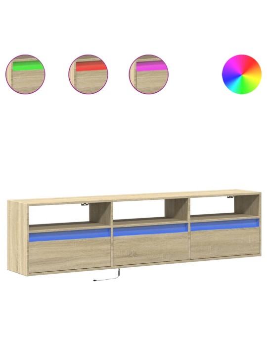 Nástěnná TV skříňka s LED dub sonoma 180 x 31 x 45 cm