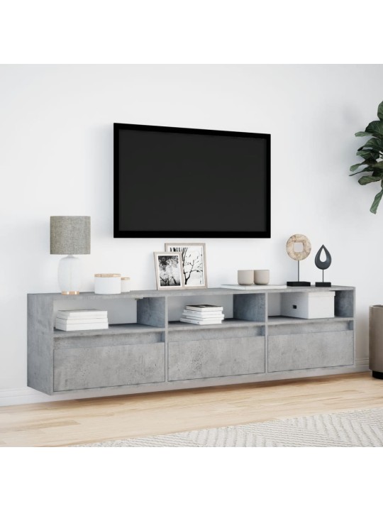 Nástěnná TV skříňka s LED betonově šedá 180 x 31 x 45 cm