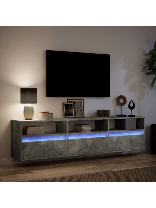 Nástěnná TV skříňka s LED betonově šedá 180 x 31 x 45 cm