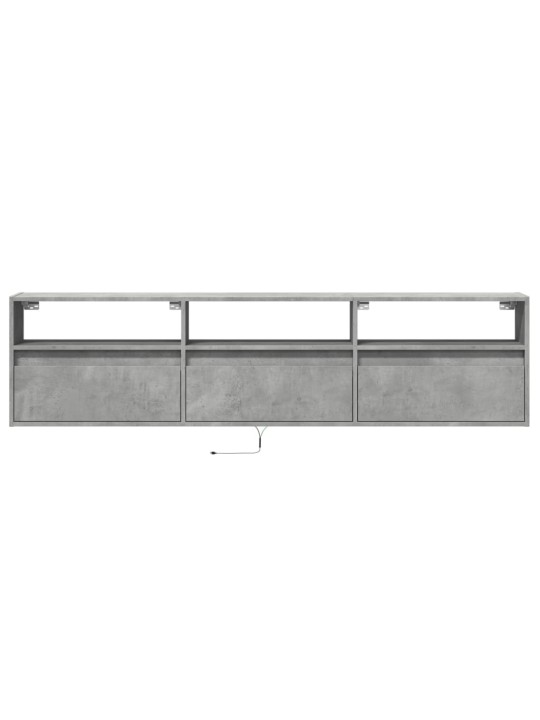 Nástěnná TV skříňka s LED betonově šedá 180 x 31 x 45 cm