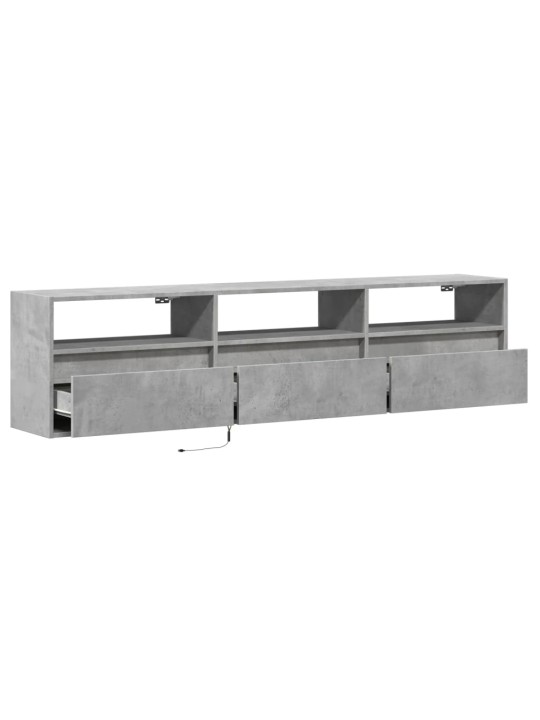 Nástěnná TV skříňka s LED betonově šedá 180 x 31 x 45 cm