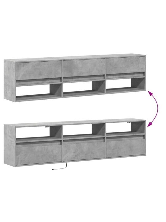 Nástěnná TV skříňka s LED betonově šedá 180 x 31 x 45 cm