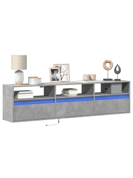 Nástěnná TV skříňka s LED betonově šedá 180 x 31 x 45 cm