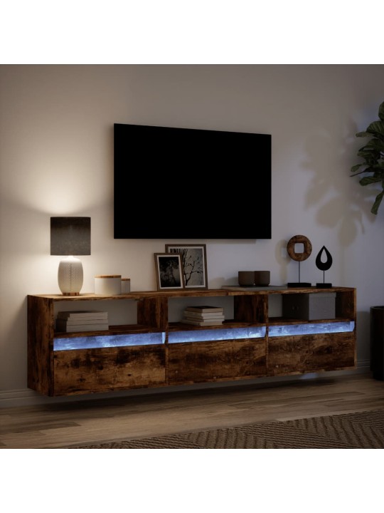 Nástěnná tv skříňka s led kouřový dub 180 x 31 x 45 cm