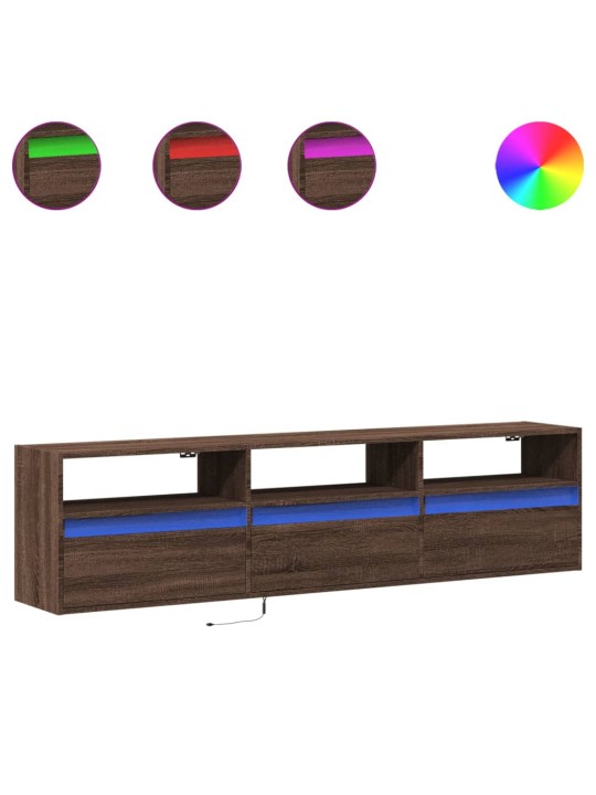 Nástěnná tv skříňka s led hnědý dub 180 x 31 x 45 cm