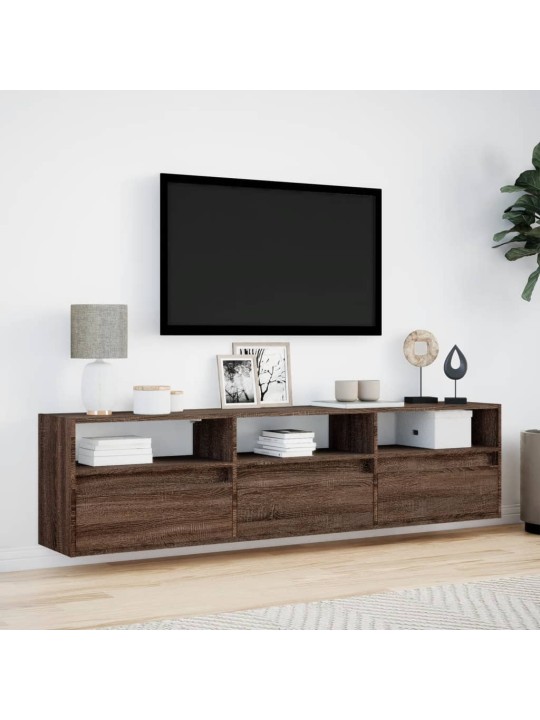 Nástěnná tv skříňka s led hnědý dub 180 x 31 x 45 cm