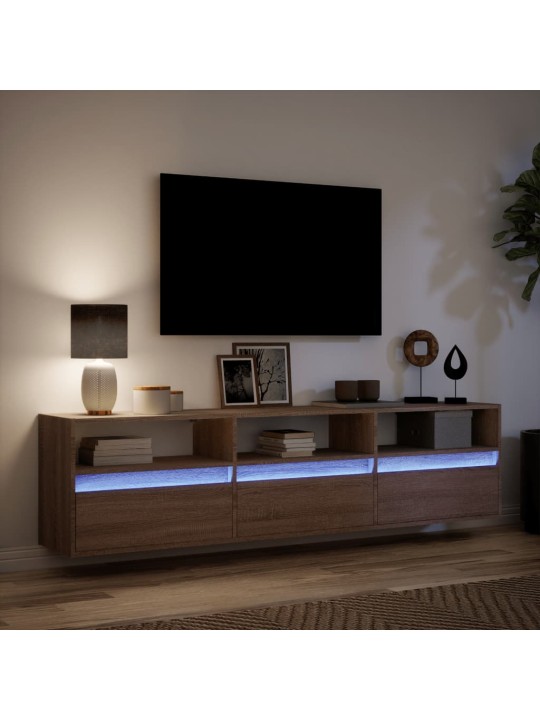 Nástěnná tv skříňka s led hnědý dub 180 x 31 x 45 cm