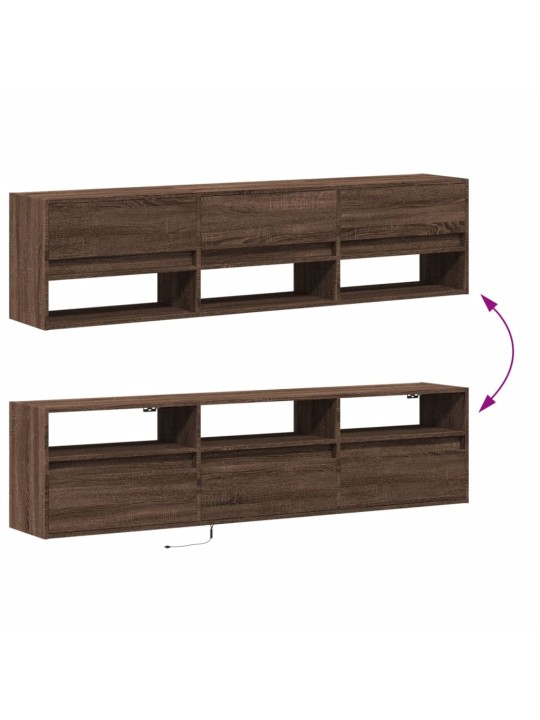 Nástěnná tv skříňka s led hnědý dub 180 x 31 x 45 cm