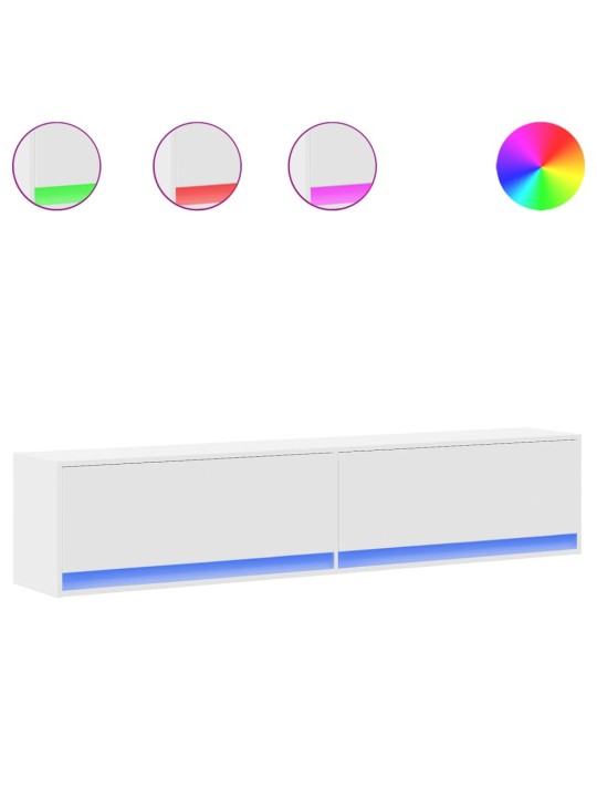 Nástěnná TV skříňka s LED bílá 180 x 31 x 38 cm