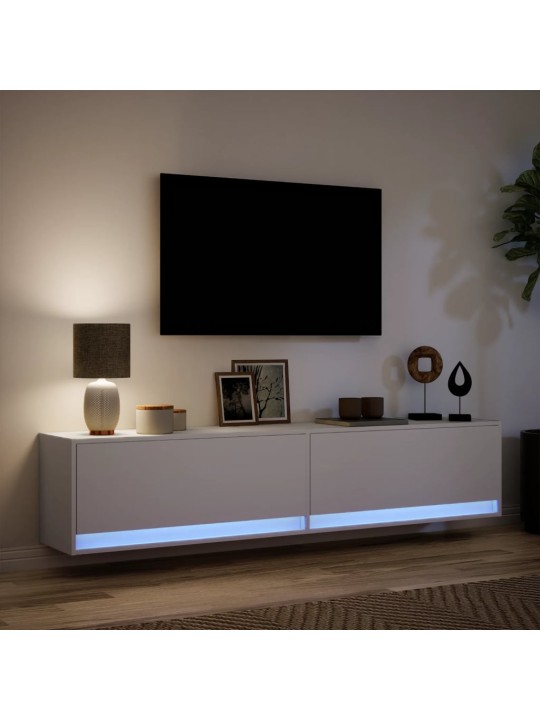 Nástěnná TV skříňka s LED bílá 180 x 31 x 38 cm