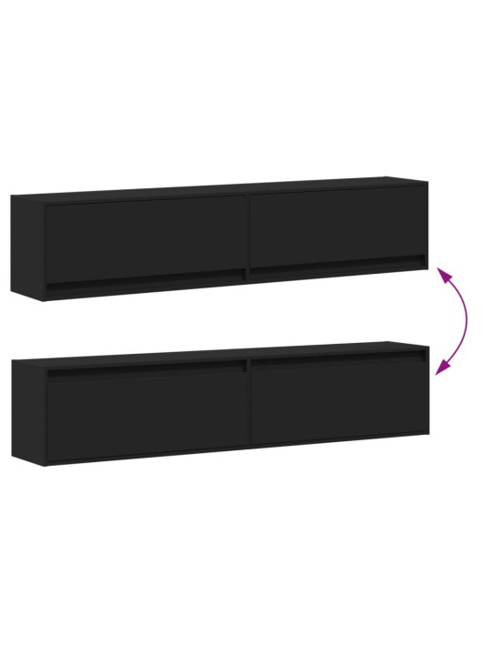 Nástěnná TV skříňka s LED černá 180 x 31 x 38 cm
