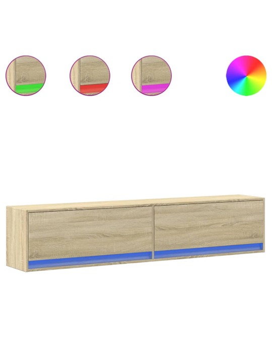 Nástěnná TV skříňka s LED dub sonoma 180 x 31 x 38 cm