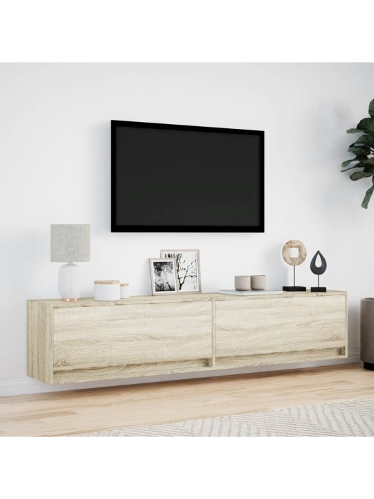 Nástěnná TV skříňka s LED dub sonoma 180 x 31 x 38 cm