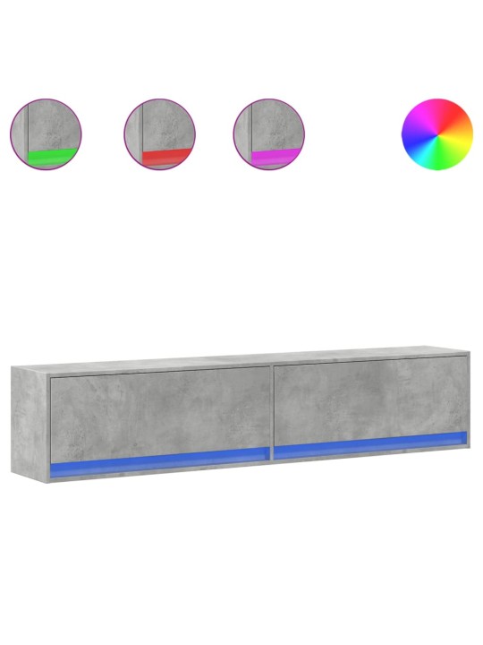 Nástěnná TV skříňka s LED betonově šedá 180 x 31 x 38 cm