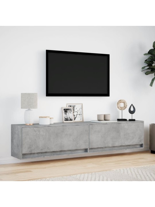 Nástěnná TV skříňka s LED betonově šedá 180 x 31 x 38 cm