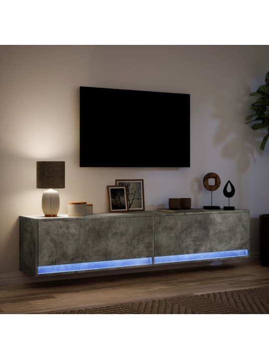 Nástěnná TV skříňka s LED betonově šedá 180 x 31 x 38 cm