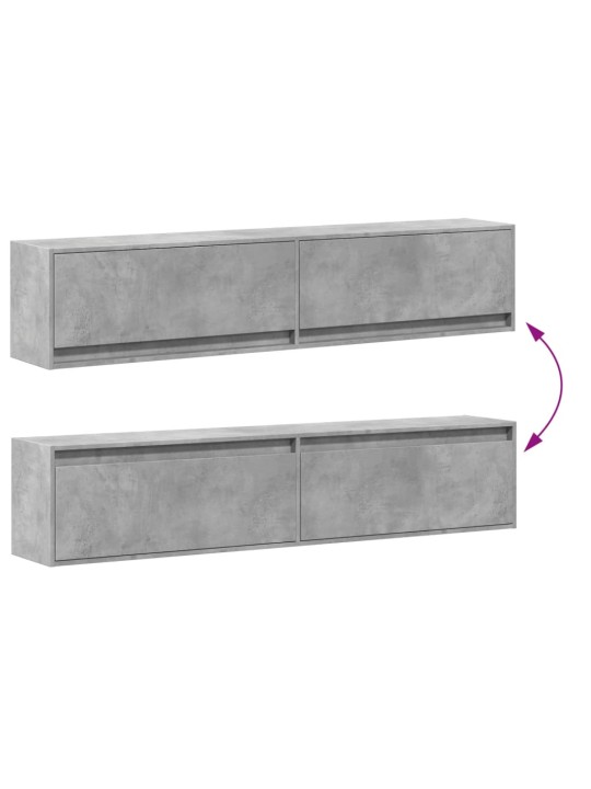 Nástěnná TV skříňka s LED betonově šedá 180 x 31 x 38 cm