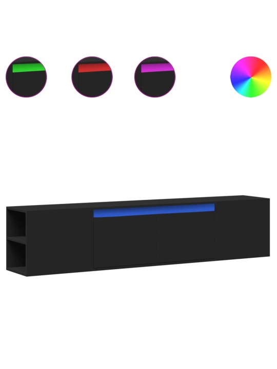 Nástěnná TV skříňka s LED černá 180 x 31 x 39,5 cm