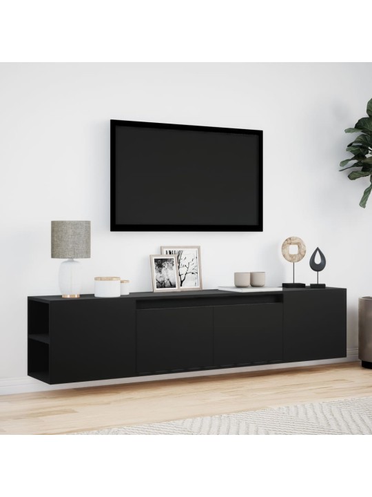 Nástěnná TV skříňka s LED černá 180 x 31 x 39,5 cm
