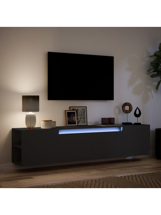 Nástěnná TV skříňka s LED černá 180 x 31 x 39,5 cm