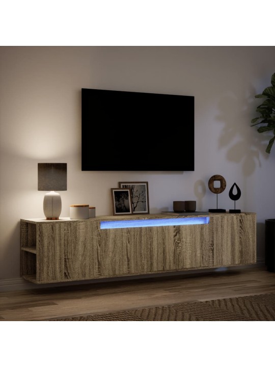 Nástěnná TV skříňka s LED dub sonoma 180 x 31 x 39,5 cm